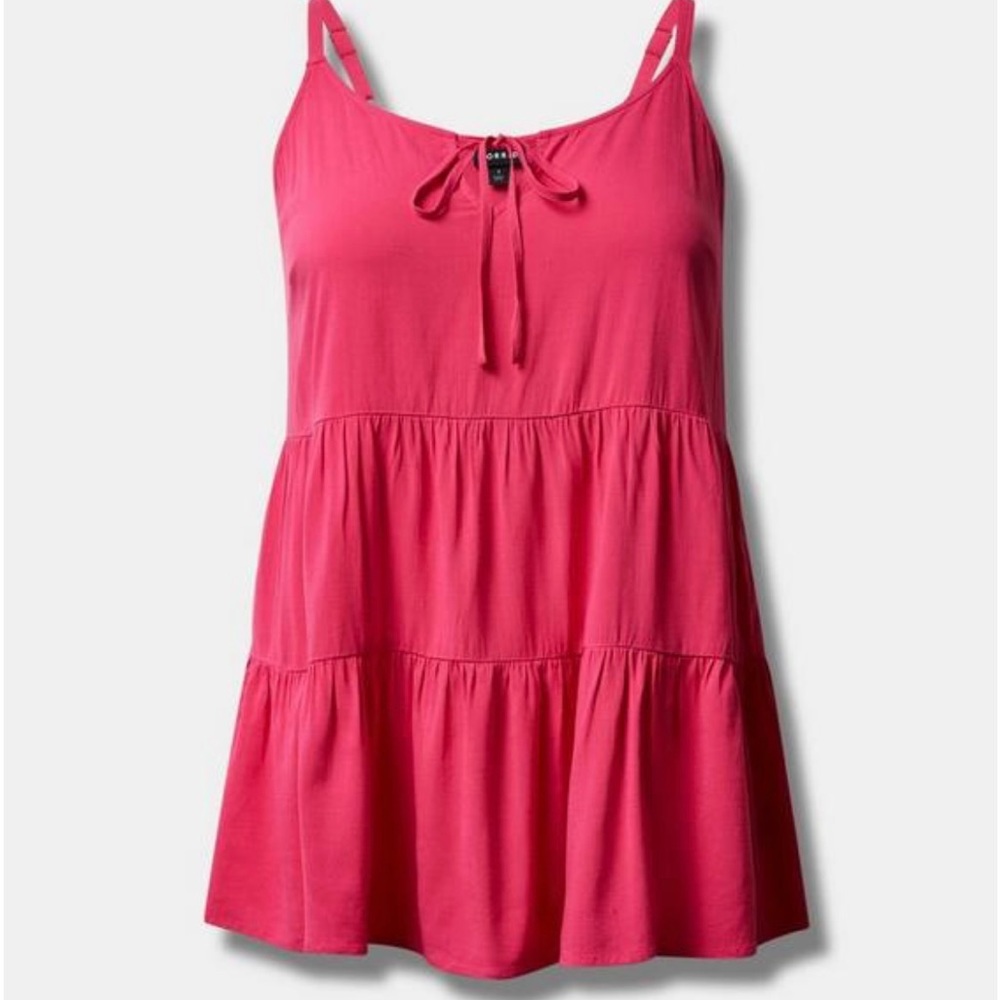Pink Tiered tie front Cami
